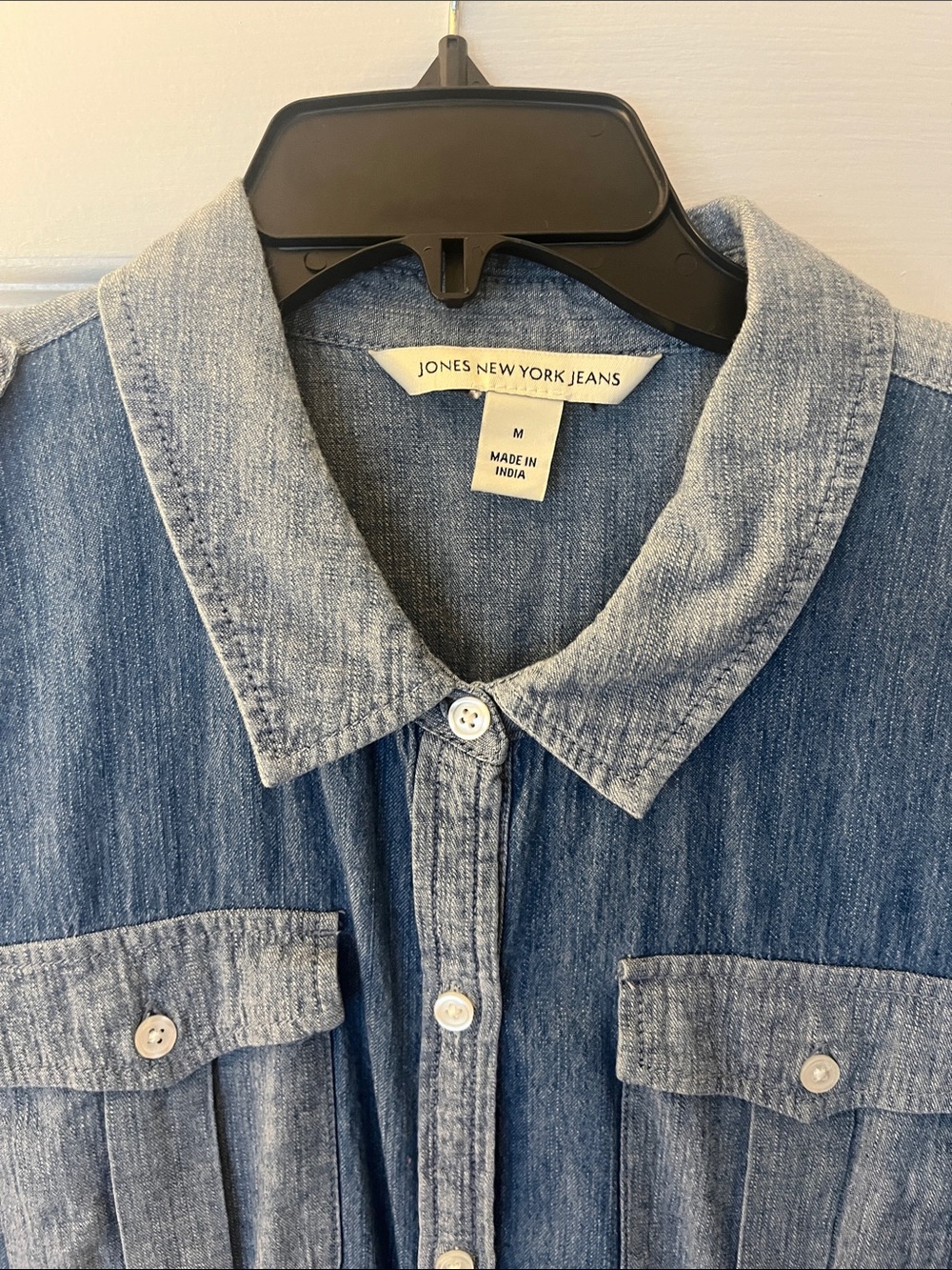 Jones New York Blue Chambray Shirt Dress with Tie Waist - Picture 4 of 7